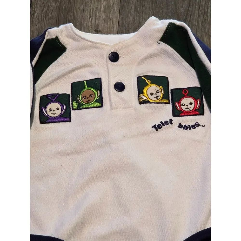 Vintage Rare 90’s Y2K Teletubbies White Romper Jumper One-Piece Size 18 Months